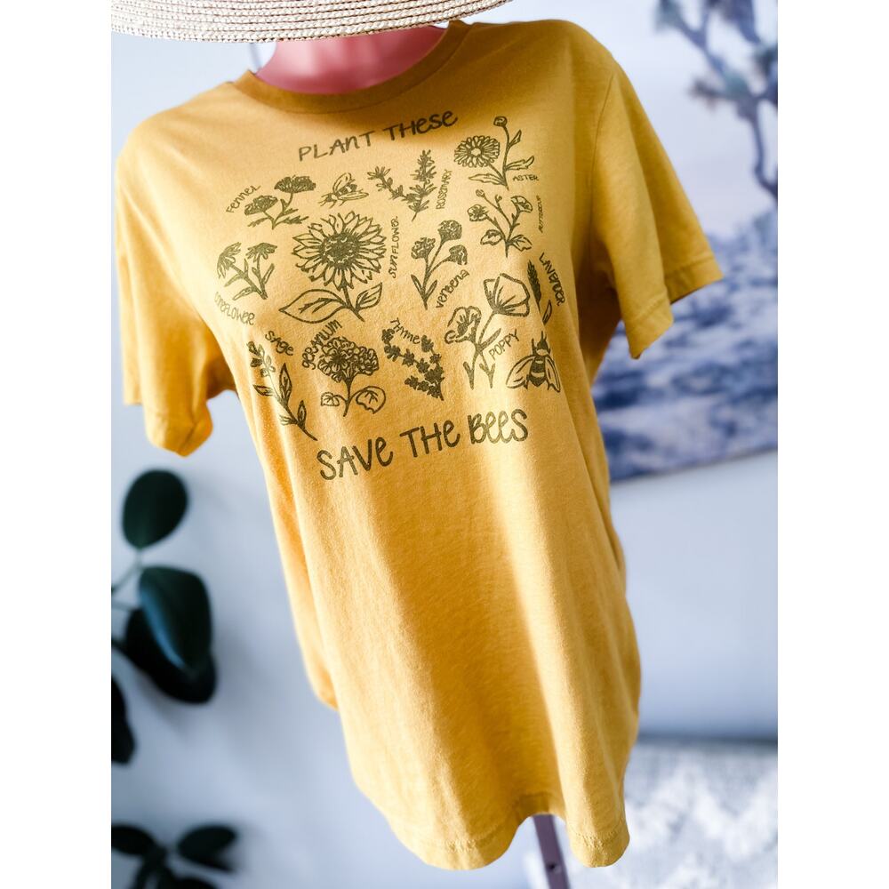 Golden Wildflower Fields & Save The Bees Pollinator Cottagecore Meadow Tee View 5
